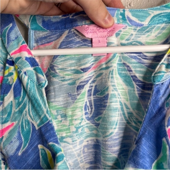 Lilly Pulitzer Shay Ruffle Tank Top Summer Dress L - Picture 5 of 5